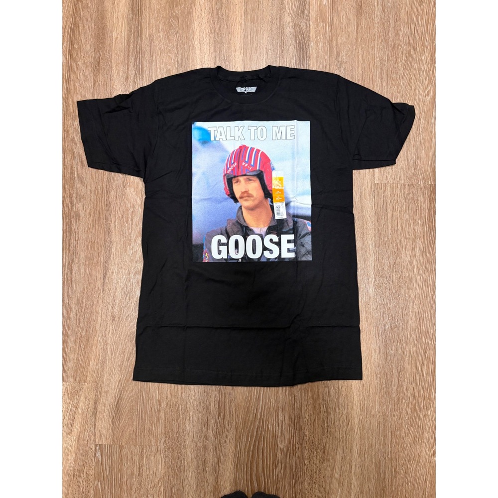 Top‎ Gun Talk To Me Goose Graphic T-Shirt Mens Medium Black NWT 80s Movie Tee